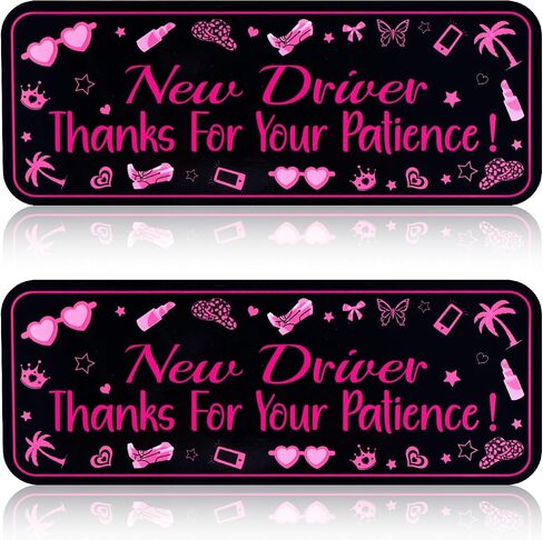 2pcs مغناطيس سائق جديد للسيارة ، ملصقات طالب جديدة عاكسة للوردي الساخن لمهد السيارات ، شكرًا على صبرك على سائق مغناطيسي علامات السائق in Saudi Arabia