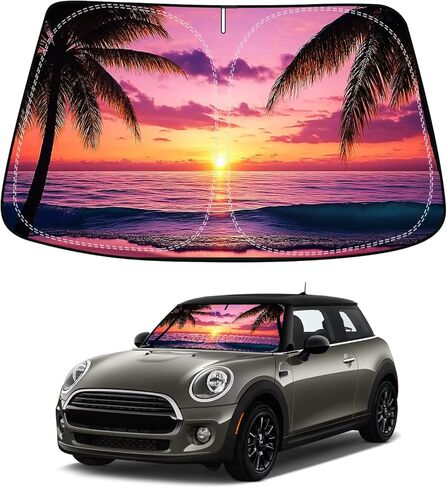 Bestview Windshield Sun Shade Compatible with Mini Cooper 2015-2023, Foldable Reflective Sun Visor Protector, 3 Layers 210T Material in Kuwait