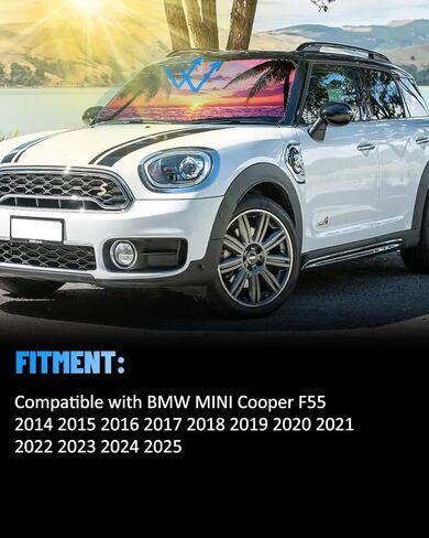 Bestview Windshield Sun Shade Compatible with Mini Cooper 2015-2023, Foldable Reflective Sun Visor Protector, 3 Layers 210T Material in Kuwait