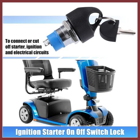 1SET INGITION STARTER ON OFF SWEST LOCK W/ 4 KEYS MOBILITY SCOOTER KEY SWITCH 3-4 WHEELS CARRAY in Saudi Arabia