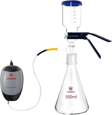 1000ml Glass Vacuum Suction Filter, Lab Vacuum Filtration Distillation Apparatus for Filtering in Lab with 300mL Graduated Funnel and Vacuum Filtration Pump in Saudi Arabia