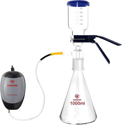 1000ml Glass Vacuum Suction Filter, Lab Vacuum Filtration Distillation Apparatus for Filtering in Lab with 300mL Graduated Funnel and Vacuum Filtration Pump in Saudi Arabia