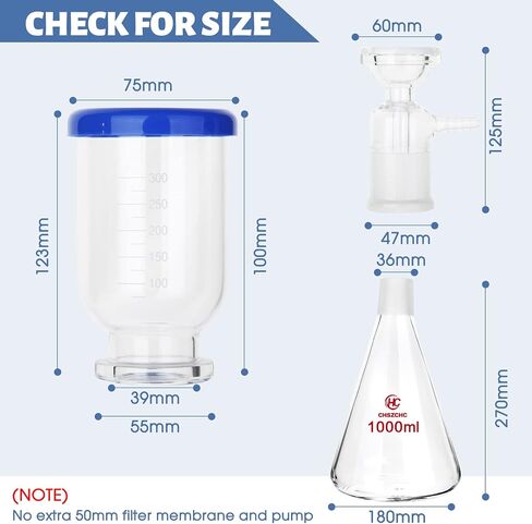1000ml Glass Vacuum Suction Filter, Lab Vacuum Filtration Distillation Apparatus for Filtering in Lab with 300mL Graduated Funnel and Vacuum Filtration Pump in Saudi Arabia