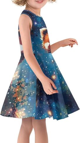 Girls Dresses Summer Breathable Loose Dance A Line Skater Dress Casual Flowy Midi Fit and Flare Sundress in Saudi Arabia