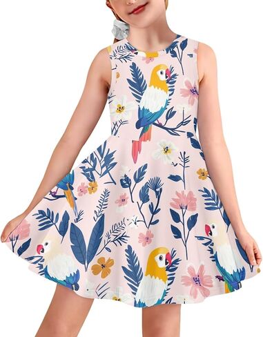 Girls Dresses Summer Breathable Loose Dance A Line Skater Dress Casual Flowy Midi Fit and Flare Sundress in Saudi Arabia