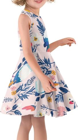 Girls Dresses Summer Breathable Loose Dance A Line Skater Dress Casual Flowy Midi Fit and Flare Sundress in Saudi Arabia