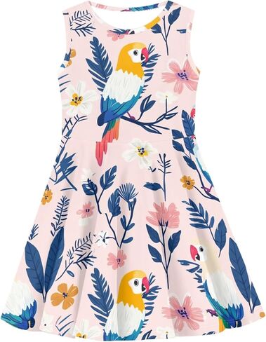 Girls Dresses Summer Breathable Loose Dance A Line Skater Dress Casual Flowy Midi Fit and Flare Sundress in Saudi Arabia