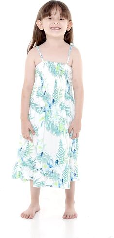 Girl Hawaiian Elastic Top Strap Dress in Wispy Cereus in Saudi Arabia