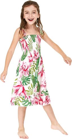 Girl Hawaiian Elastic Top Strap Dress in Wispy Cereus in Saudi Arabia