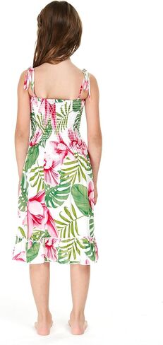 Girl Hawaiian Elastic Top Strap Dress in Wispy Cereus in Saudi Arabia