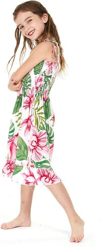 Girl Hawaiian Elastic Top Strap Dress in Wispy Cereus in Saudi Arabia