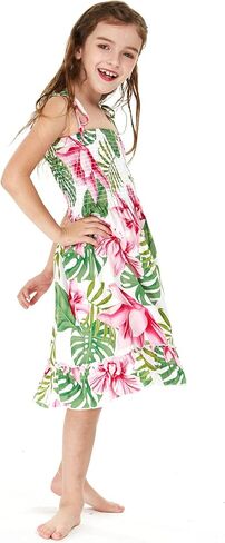 Girl Hawaiian Elastic Top Strap Dress in Wispy Cereus in Saudi Arabia