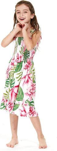 Girl Hawaiian Elastic Top Strap Dress in Wispy Cereus in Saudi Arabia