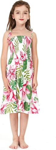 Girl Hawaiian Elastic Top Strap Dress in Wispy Cereus in Saudi Arabia