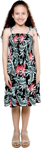 Girl Hawaiian Elastic Top Strap Dress in Wispy Cereus in Saudi Arabia