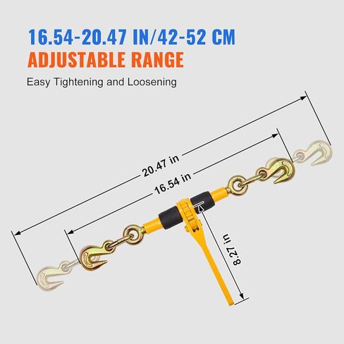 مجلدات سلسلة السقاطة VEVOR، 1/4 بوصة - 5/16 بوصة، حمل عمل آمن بوزن 2600 رطل، 4 عبوات تحميل مع خطافين للإمساك، ربط لأسفل لسلسلة النقل، مجلدات سقاطة لسلسلة السحب شديدة التحمل لمقطورة شاحنة مسطحة in Kuwait