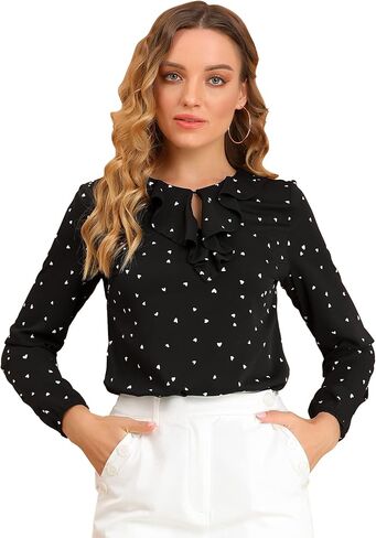 Allegra K Women's Orfintage Chiffice Chiffon Top Long Sleeve Disual Office Blouse in Saudi Arabia
