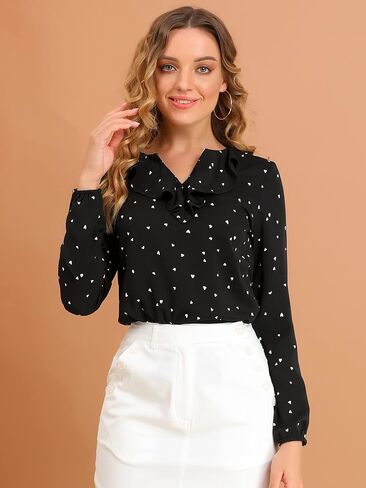 Allegra K Women's Orfintage Chiffice Chiffon Top Long Sleeve Disual Office Blouse in Saudi Arabia