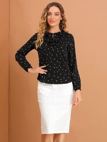 Allegra K Women's Orfintage Chiffice Chiffon Top Long Sleeve Disual Office Blouse in Saudi Arabia