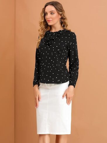 Allegra K Women's Orfintage Chiffice Chiffon Top Long Sleeve Disual Office Blouse in Saudi Arabia