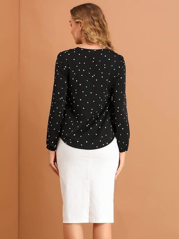 Allegra K Women's Orfintage Chiffice Chiffon Top Long Sleeve Disual Office Blouse in Saudi Arabia