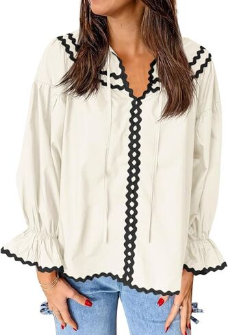 جرس CICY WOMENS CHUFFER PUSH SLEEVE PLOUSE V DECK TRIM TRIM in Kuwait