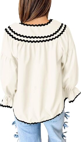 جرس CICY WOMENS CHUFFER PUSH SLEEVE PLOUSE V DECK TRIM TRIM in Kuwait