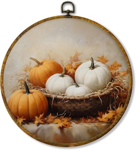Hiuwevt Vintage Moody Fall Rainy Round Wall Art Decor ، طباعة قماشية في الخريف ، الأوساط الأكاديمية الداكنة جدار جدار معلق للمنزل غرفة نوم القراءة ديكورات مكتبة غرفة ، 10 × 10 بوصات in Kuwait