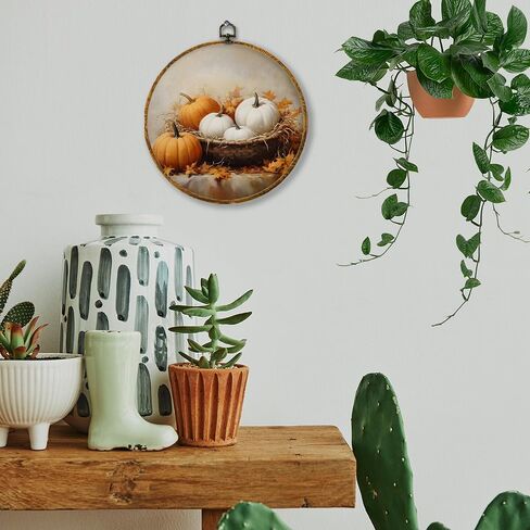 Hiuwevt Vintage Moody Fall Rainy Round Wall Art Decor ، طباعة قماشية في الخريف ، الأوساط الأكاديمية الداكنة جدار جدار معلق للمنزل غرفة نوم القراءة ديكورات مكتبة غرفة ، 10 × 10 بوصات in Kuwait