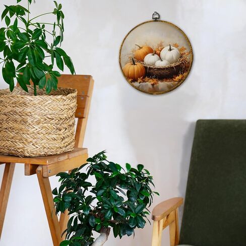 Hiuwevt Vintage Moody Fall Rainy Round Wall Art Decor ، طباعة قماشية في الخريف ، الأوساط الأكاديمية الداكنة جدار جدار معلق للمنزل غرفة نوم القراءة ديكورات مكتبة غرفة ، 10 × 10 بوصات in Kuwait