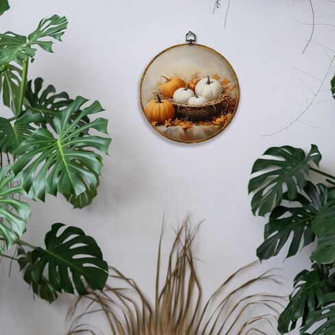Hiuwevt Vintage Moody Fall Rainy Round Wall Art Decor ، طباعة قماشية في الخريف ، الأوساط الأكاديمية الداكنة جدار جدار معلق للمنزل غرفة نوم القراءة ديكورات مكتبة غرفة ، 10 × 10 بوصات in Kuwait
