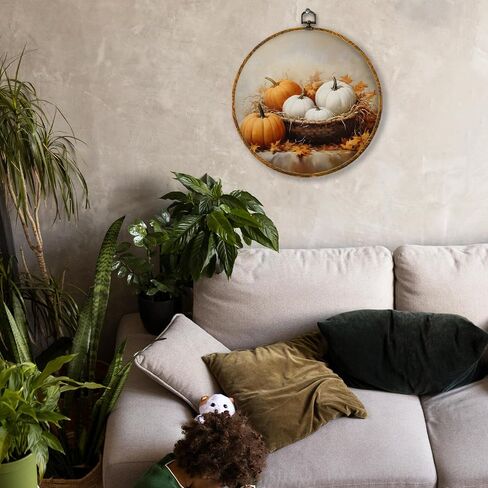Hiuwevt Vintage Moody Fall Rainy Round Wall Art Decor ، طباعة قماشية في الخريف ، الأوساط الأكاديمية الداكنة جدار جدار معلق للمنزل غرفة نوم القراءة ديكورات مكتبة غرفة ، 10 × 10 بوصات in Kuwait