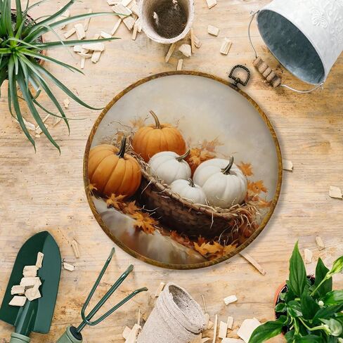 Hiuwevt Vintage Moody Fall Rainy Round Wall Art Decor ، طباعة قماشية في الخريف ، الأوساط الأكاديمية الداكنة جدار جدار معلق للمنزل غرفة نوم القراءة ديكورات مكتبة غرفة ، 10 × 10 بوصات in Kuwait