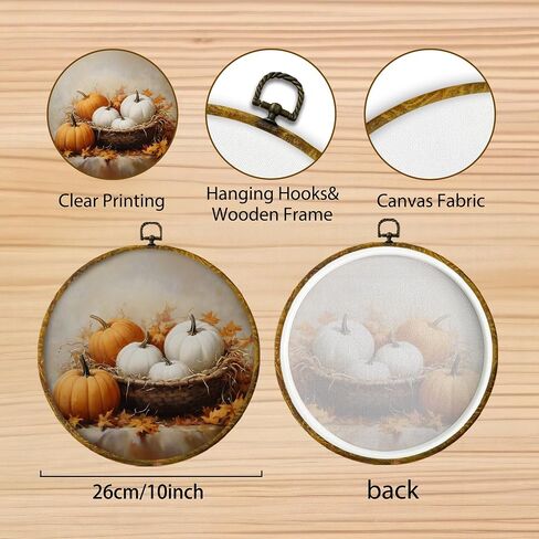 Hiuwevt Vintage Moody Fall Rainy Round Wall Art Decor ، طباعة قماشية في الخريف ، الأوساط الأكاديمية الداكنة جدار جدار معلق للمنزل غرفة نوم القراءة ديكورات مكتبة غرفة ، 10 × 10 بوصات in Kuwait