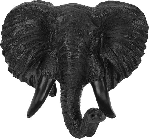 Luxshiny Elephant Head Wall Decor 3D Sutian Smanslpture African Wild Life Fumpurine Resin Proture for Bar Farmhouse Decoration ، Black ، 21.5 × 20 سم in Kuwait