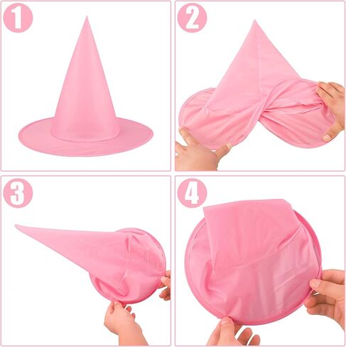 12 PCS Halloween Witch Hat Pink Hanging Witch Hats with Nylon Cord for Halloween Party Witch Costume Accessories in Saudi Arabia