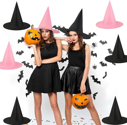 12 PCS Halloween Witch Hat Pink Hanging Witch Hats with Nylon Cord for Halloween Party Witch Costume Accessories in Saudi Arabia