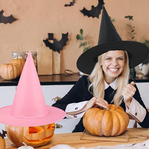 12 PCS Halloween Witch Hat Pink Hanging Witch Hats with Nylon Cord for Halloween Party Witch Costume Accessories in Saudi Arabia