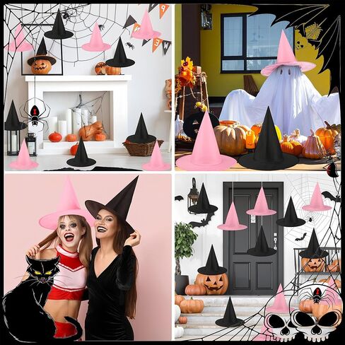 12 PCS Halloween Witch Hat Pink Hanging Witch Hats with Nylon Cord for Halloween Party Witch Costume Accessories in Saudi Arabia