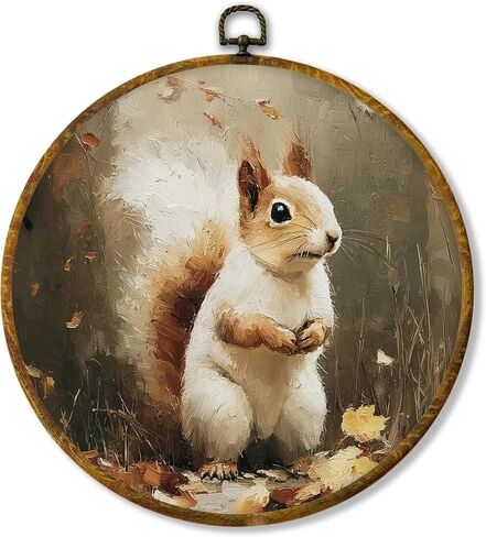 Hiuwevt Vintage Moody Fall Rainy Round Wall Art Decor ، طباعة قماشية في الخريف ، الأوساط الأكاديمية الداكنة جدار جدار معلق للمنزل غرفة نوم القراءة ديكورات مكتبة غرفة ، 10 × 10 بوصات in Kuwait