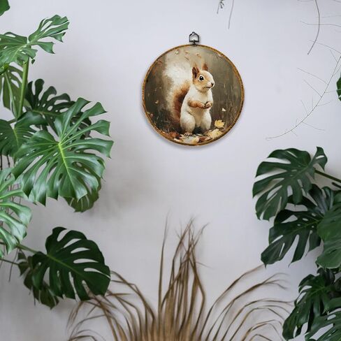 Hiuwevt Vintage Moody Fall Rainy Round Wall Art Decor ، طباعة قماشية في الخريف ، الأوساط الأكاديمية الداكنة جدار جدار معلق للمنزل غرفة نوم القراءة ديكورات مكتبة غرفة ، 10 × 10 بوصات in Kuwait