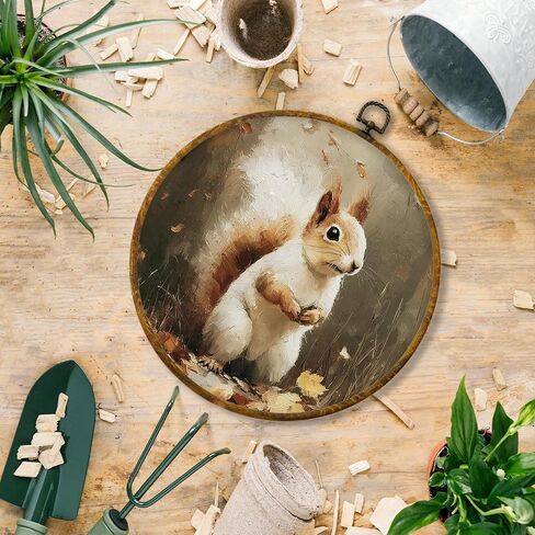 Hiuwevt Vintage Moody Fall Rainy Round Wall Art Decor ، طباعة قماشية في الخريف ، الأوساط الأكاديمية الداكنة جدار جدار معلق للمنزل غرفة نوم القراءة ديكورات مكتبة غرفة ، 10 × 10 بوصات in Kuwait