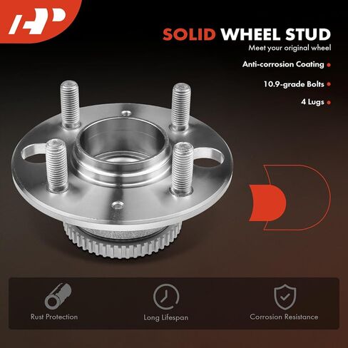 A-Premium 2 x Rear Wheel Bearing and Hub Assembly with ABS Ring & 4-Lug Compatible with Honda Civic 1992-2000, Civic del Sol 1993-1997, Acura Integra 1990-2001, FWD Only in Saudi Arabia