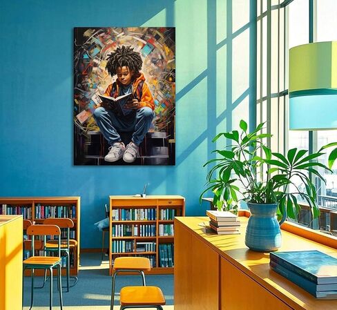 Black Boy Reading Canvas Wall Art Black Boy Books Inspiring Wall Decor Decor in Saudi Arabia