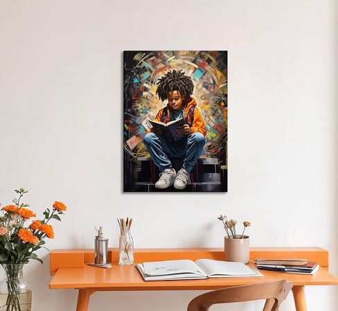 Black Boy Reading Canvas Wall Art Black Boy Books Inspiring Wall Decor Decor in Saudi Arabia
