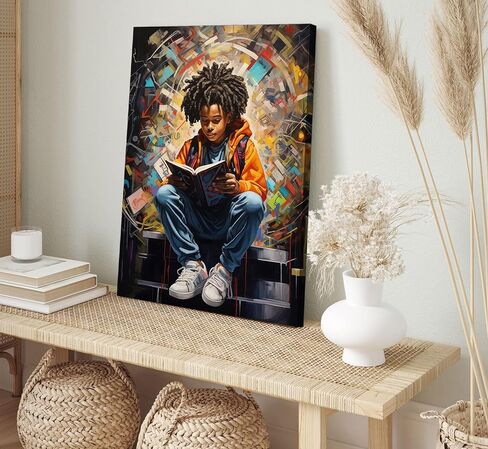 Black Boy Reading Canvas Wall Art Black Boy Books Inspiring Wall Decor Decor in Saudi Arabia