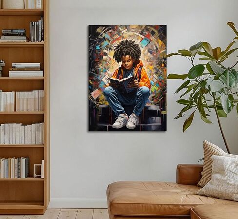 Black Boy Reading Canvas Wall Art Black Boy Books Inspiring Wall Decor Decor in Saudi Arabia