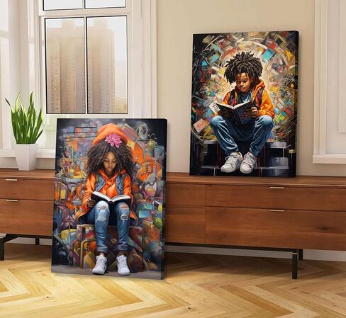 Black Boy Reading Canvas Wall Art Black Boy Books Inspiring Wall Decor Decor in Saudi Arabia