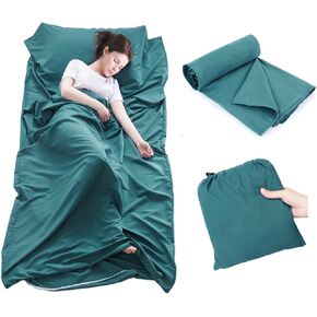 Sleeping Bag Liner Travel Camping Sheet Portable Lightweight Hotel Sheet with Pillow Pocket for Hotel, Hostel, Backpacking