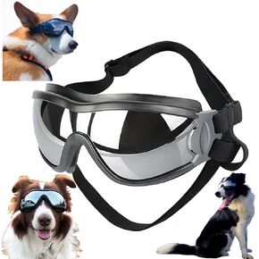 Dog Sunglasses Dog Snow Glasses for Medium Large Breed, Dog Goggles Glass Sun Protection Windproof Waterproof Dustproof, Pet Eyewear with Adjustable Strap